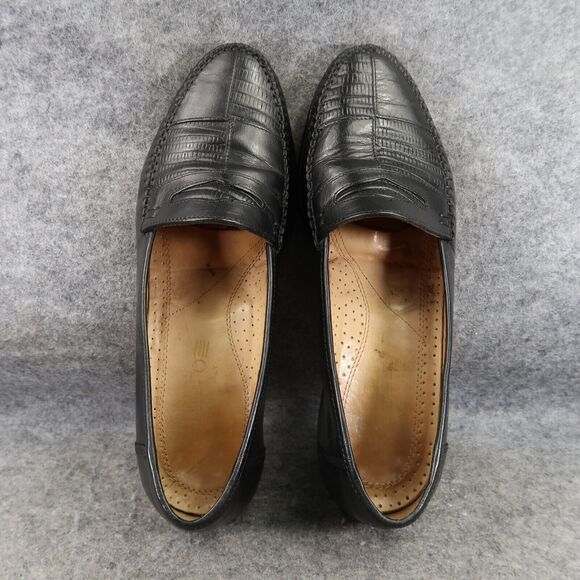 Adolfo Shoes Mens 9.5 Penny Loafer Slip On Moc Toe Leather Classic Leather Black main image 4